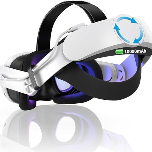 10000mAh Head-Mounted Battery Pack for Meta Quest 3 & 3S, 18W PD Fast Charging, 360° Adjustable Rotating Joint, Lightweight Design & Extended 5-7 Hour VR Playtime (White)