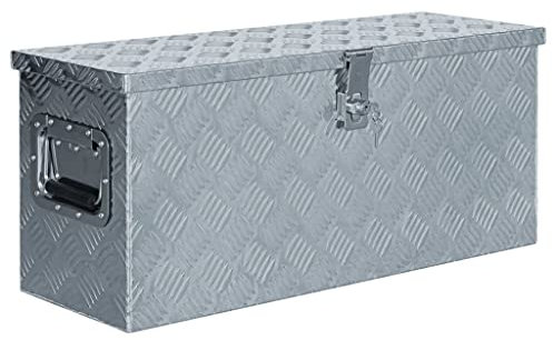 Robuste Aufbewahrungsbox aus Aluminium, 76,5 x 26,5 x 33 cm, wetterfest, für Garten, Terrasse und Schuppen, schlankes silbernes Design für effiziente Aufbewahrungslösungen