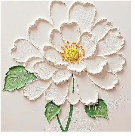 Générique Peinture À L'Huile Sur Toile À Fleurs Blanches, Peinte À La Main, Style Botanique Abstrait, Œuvre D'Art Au Couteau À Palette, pour Salon, Chambre À Coucher, Décoration D'Hôtel, 100 X 100 Cm