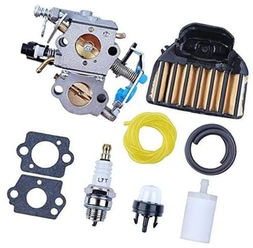 Vuzmode Carburador WTA-29 con Filtro de Aire, Filtro de Combustible y bujía for Motosierra de Gasolina Husqvarna 455E, 455, Rancher y 460 y 461. Filtro de Aire para cortacésped