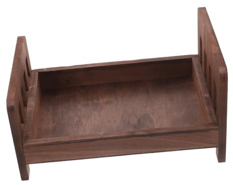 Holz Kleiner Bett Requisite für Babyfotografie, Neugeborenenfotos | Braun, 1 Stück, Solide Holzverarbeitung, Einfache Elegante Vintage Optik, Pose Stütze