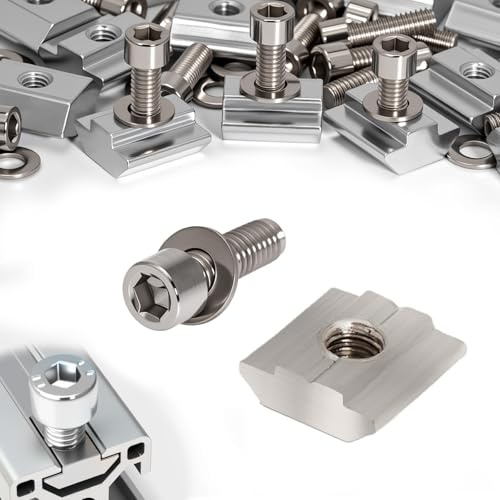 KINETOX 32 Stück Nutensteine M6 Set T-Nut M6 T-Slot Nutmuttern Schrauben 3030 Serie Schiebemuttern M6 T Nut Schiene für Aluminiumprofil Extrusionsschlitz