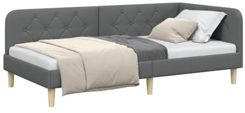 vidaXL Eckbettgestell Dunkelgrau 90 x 200 cm Stoff