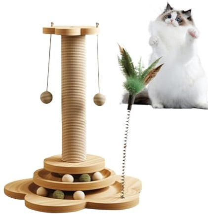 Arbre à chat interactif avec boules en sisal pour balcon, cave, garage, terrasse, appartement