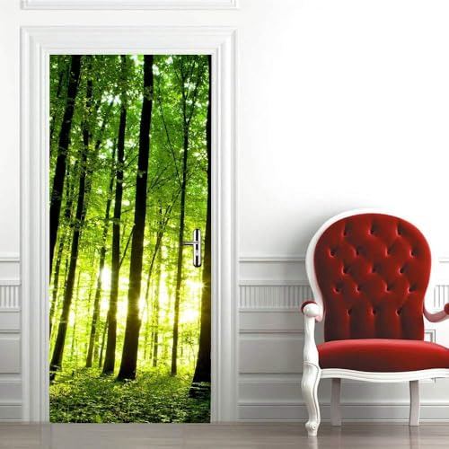 TACOKI Türtapete Selbstklebend Türposter Wald Türbekleben Landschaft Türbilder, 3D Effekt Fototapete Türfolie Poster Türaufkleber Wandtattoo Tür Dekoration Stickers 90x210 cm 8205z
