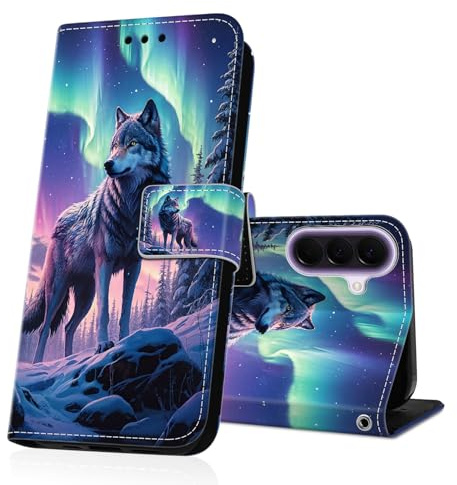DiaryTown Handyhülle für Samsung Galaxy A37 5G Hülle Wallet Lederhülle Kartenfach Ständer Magnet Klapphülle Stoßfest Schutzhülle Flip Case Cover Brieftasche Handytasche - Z-Aurora Wolf