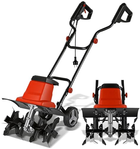 Jaxguom Elektro Motorhacke Gartenfräse 1500W, Bodenfräse 40 cm Arbeitsbreite,22 cm Arbeitstiefe elektrische Bodenhacke Motorhacke,24 Messer zum Boden auflockern,Für Garten, Rasen und Beet