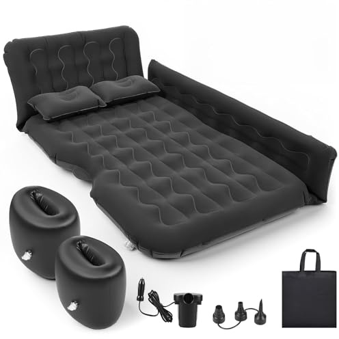 Luftmatratze für Auto, Aufblasbares Bett für Rücksitz, Luftmatratze SUV mit Luftpumpe und Kissen für Reisen, Camping, Outdoor-Aktivitäten(Version Rücksitzbank)