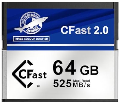 Dogfish Scheda di Memoria CFast 2.0 da 64GB per Cinema 4K RAW, Velocità di lettura fino a 525 MB/s per Videomaker Professionali, Compatibile con Fotocamere Digitali e Videocamere Fotografiche
