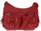 Christian Wippermann Große Canvas Umhängetasche Damen - Stofftasche mit Reißverschluss - 32x26x13 cm - Verstellbarer Trageriemen bis 135 cm - Mehrere Fächer, Rot - Luxuriöse Schultertasche