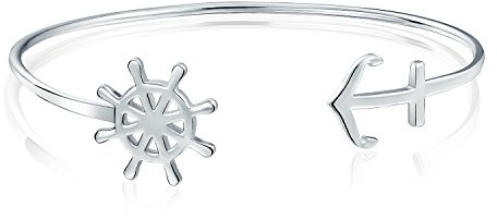 Bling Jewelry Nautische Ozean Urlaub Schiff Rad Schichtung Boot Anker Armreif Manschette Armband Für Frauen Teens Sterling Silber Schmuck