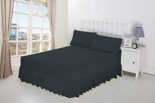 Luxury Percale Frilled Valance Fitted Sheets 14 Colours in Single, Double, King, Super King (King, Charcoal)