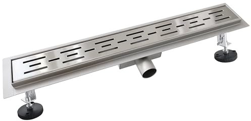 Aica Caniveau de Douche Italienne Acier Inoxydable Siphon Sol D'évacuation le Modèle Linéaire Drain de Douche Rectangulaire Extra Plat Argent (120cm)