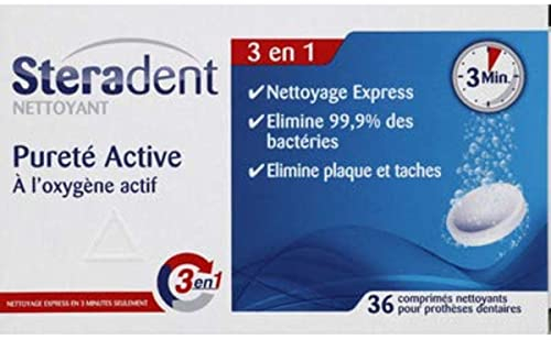 Steradent Comprimés nettoyants pour prothèses dentaires - La boîte de 36 comprimés