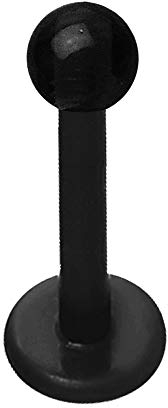 viva-adorno 1,2 mm Labret Stecker Lippenpiercing Tragus Piercing Ohrpiercing Bioflex Kunststoff Z450, Schwarz / 1,2 x 8 x 3mm