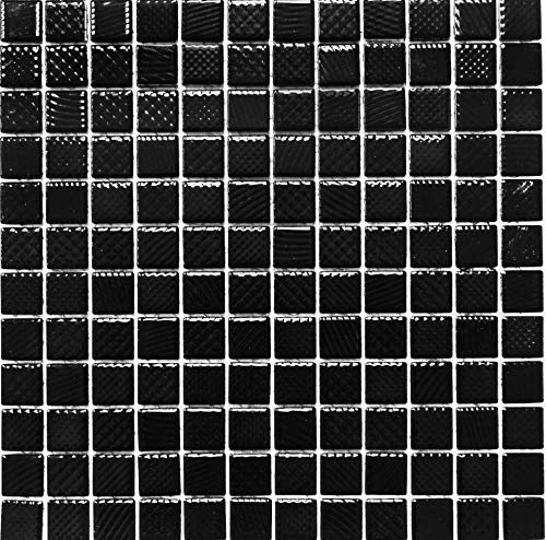 Mosaik Fliese Keramik weiß Struktur schwarz glänzend Fliesenspiegel Küchenrückwand Wandverkleidung Thekenverkleidung Duschwand Badfliese 18-CG123_f | 10 Mosaikmatten