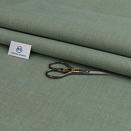 Haaris Imaan Linen-Look Upholstery Fabric | Fire Retardant Linen Fabric by The Metre | Durable, Soft & Breathable Sewing and Upholstery Material (Mint)
