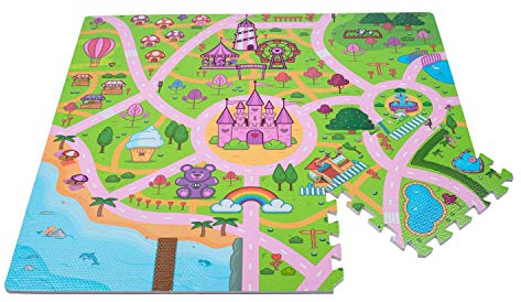 Leo & Emma Hochwertige Puzzlematte Spielstraße Kinder-Spielteppich Spielmatte mit Straßenzug Als Krabbelmatte zum Toben, mit tollem Straßenmuster, Spieldecke
