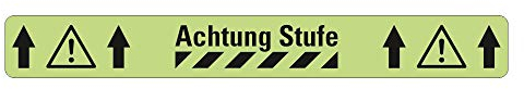 AnTina TAPES Antirutsch Warnmarkierung Sicherheitsmarkierung, lang nachleuchtend, selbstklebend, rutschsichere Bodenmarkierung R10 (Achtung Stufe 75mm x 600mm)