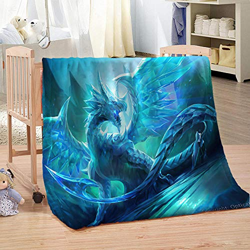 ZFSZSD Wohndecke Blauer & Fliegender Drache Kuscheldecke 3D Druckmuster - extra weiche TV- Decke seidig glänzend - Made in China 70.8x78.7 inch