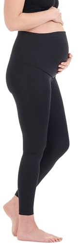 Herzmutter Umstandsleggings Sport - Blickdicht - High Waist - Schwangerschafts-Sportleggings - Keine Nähte auf dem Bauch - elastisch-atmungsaktiv - 8300 (Schwarz, M)