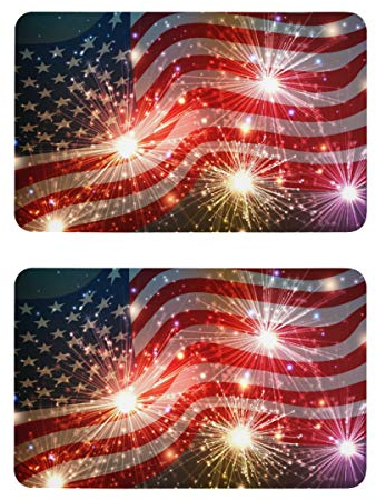 Mnsruu Independence Day Firework American Flag Refrigerator Magnets 2 Piece Decorative Fridge Whiteboard Kitchen Office Magnets