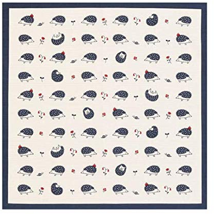 京都あさひ屋 Japanisches Furoshiki süßes Taschentuch und Bento-Wickeltuch, Baumwollstoff, handgefertigt in Kyoto, Geschenke, Souvenir (blauer Igel, 50 x 50 cm)