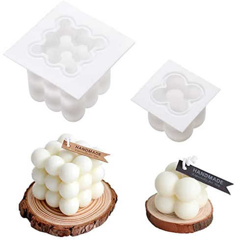 YICYC Kerzenform, DIY-Kerzen 3D Ball Cube Kerzengießform, Antihaft Bubble Candle Silikonformen für die Herstellung von Duftkerze Soy Wachs Handgemachte Seife etc