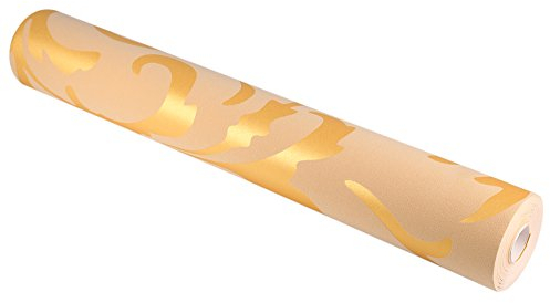 Ausla Papel pintado de diseño barroco, papel tapiz autoadhesivo, El material es lana, clásico 10m x 0.53m(dorado)