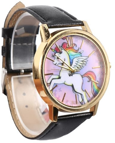 UKCOCO Stilvolle Uhr Farbe Pegasus Einhorn Cartoon Quarzuhr Modische Kinderarmbanduhr