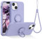 abitku Compatible with iPhone 13 Mini Case, Silicone with 360°Ring Kickstand Holder (Support Magnetic Car Mount) Microfiber Cloth Designed for iPhone 13 Mini 5.4 inch (Purple)