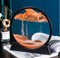 ROUOHUD Fließendes Sandgemälde, Beweglicher Sand Kunst Bild rund Glas 3D, Dynamisches Sandbild, Entspannende Desktop Home Office Work Decor(Size:klein,Color:Gelb)