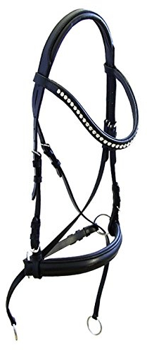 A&M Reitsport Gebisslose Trense Lapis aus Leder Schwarz Neu incl. Zügel, Größe:Warmblut