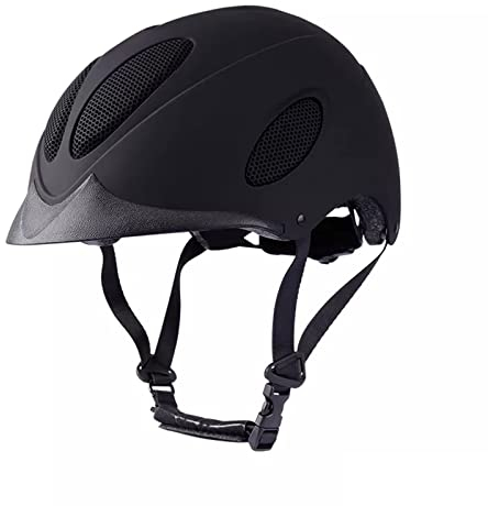 Amasie Verstellbarer Reiterhelm Schwarz Matte Finish Gute Luftdurchlässigkeit Reiten Helm Für Kinder Und Erwachsene S/M/L(Size:L,Color:Schwarz)