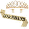 Schärpe und Diadem zum 90. Geburtstag für Frauen, 90 & fabelhafte Schärpe und Tiara Geburtstagskrone, Happy 90th Birthday Geschenke für Königin, Frau, Partyzubehör, Zubehör und Dekorationen, Gold