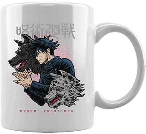 GUNMANT Megumi Fushiguro Jujutsu Character Taza Blanca De Cerámica Hogar De Oficina De La Taza Del Agua Té Café White Ceramic Mug