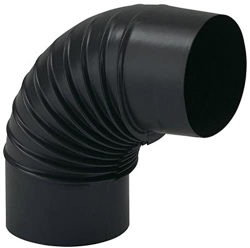 Gomito per Stufa a Legna in Lamiera porcellanata per Canna Fumaria (Gomito da 90° - 13 Ø cm, Nero Opaco)