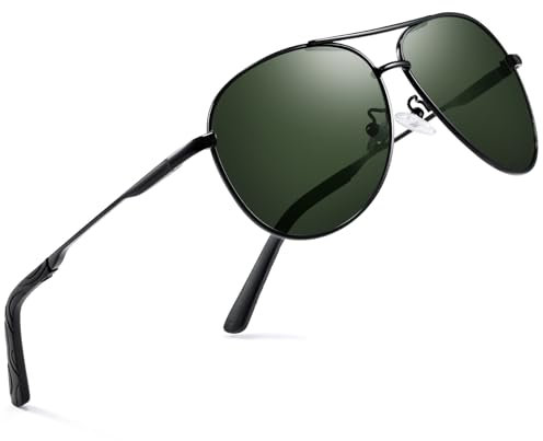 wearPro Polarised-Sunglasses-Mens-Womens-Pilot Sunglasses Unisex UV400 Protection Polarized Sun Glasses Black Unisex Classic Vintage Style Ultralight Shades For Driving(Black, Green)
