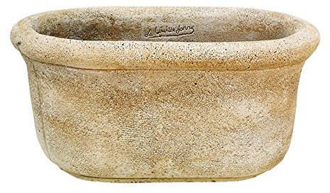 AnaParra Maceta Jardinera Oval Rústica 50x33x24cm. para Exterior de Hormigón Piedra| Capacidad: 25L. Peso: 21Kg.