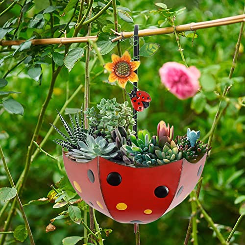 ARVALOLET Hanging Flower Pots Metal Hanging Flower Pots, Hanging Flower Pot Umbrella Balcony Garden Pots Wall Planter Metal Tub Flower Holder for Indoor Outdoor Ceiling Balcony Plants