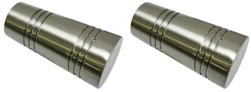 Gardinia Endknöpfe für Gardinenstangen, 2 x Endstück Apollo, Serie Chicago, Metall, Edelstahl-Optik, Durchmesser 20 mm (Packung mit 2)