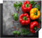 KitchenYeah© Protege Plaque Induction 60x52 cm Deco Cuisine Accessoires Pratique Protection De Vitroceramique Poivrons - Béton - Légumes - Feuilles