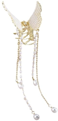 Fermaglio per capelli vintage con perle finte, elegante clip con ciondolo per acconciature