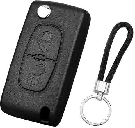 ZIGefofo 2 Boutons Coque Clé de Voiture Compatible avec Peugeot 207 SW CE0536 307 308 3008 5008 Partner et Citroen C3 C2 C4 C5 C6 Boîtier Cle de Télécommande Boitier Clef de Remplacement