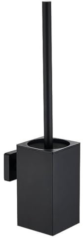 Toilet Brush and Holder Set Wall Mount or Freestanding KWQKEM Modern Toilet Bowl Cleaners Brush and Holder with Lid 304 Stainless Steel (Matte Black)