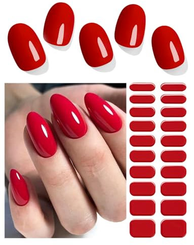 Wahrshei Nagelfolien | 20 Hot Red UV Gel Nagelfolie | Nagelfolie Selbstklebend | Gel Nail Stickers, Gellack Wraps für Nagel