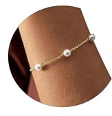 Aidenn Perlenarmband Damen Gold Perlen Armband，Pearl Bracelet für Brautjungfer Hochzeit Abschlussball Mädchen Perlenschmuck