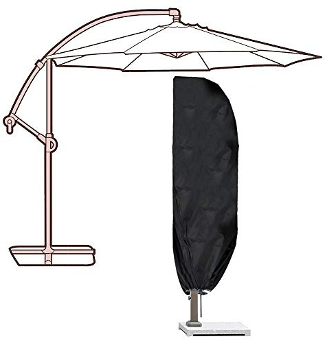 Patio Umbrella Cover UV Resistant 210D Oxford Silver Coated80 | Windproof Protection with Adjustable Drawstring, Rustproof Side Zipper, Garden Parasol Cover for Outdoor Patio Backyard, Bla