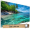 TRIOSK Sichtschutz Garten Dekoration Plane groß mit Motiv Malediven Meer Strand Lagune Rocky Beach Motivbanner Blickdicht für Terrasse Zaun Gartenzaun Gartenposter PVC Zaunblende 340x173 cm