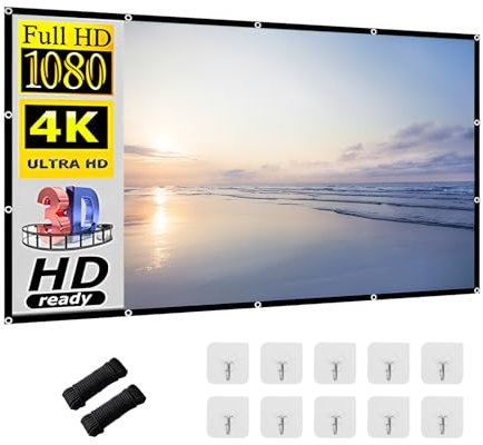 Beamer Leinwand, 100 Zoll Projektionsleinwand für die Rückseite, 16: 9 HD Faltbarer Projektionsschirm, für Camping und Heimkino, 221x125cm